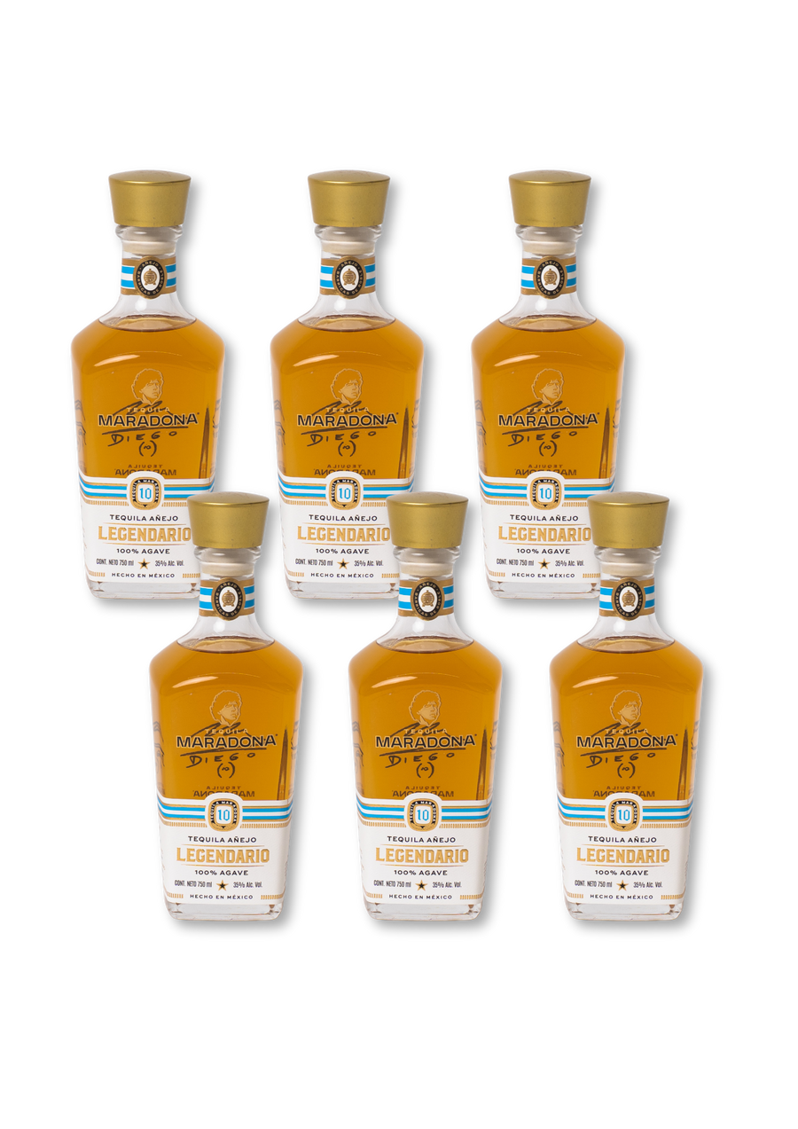 Caja de 6 Botellas Tequila Maradona Legendario Añejo